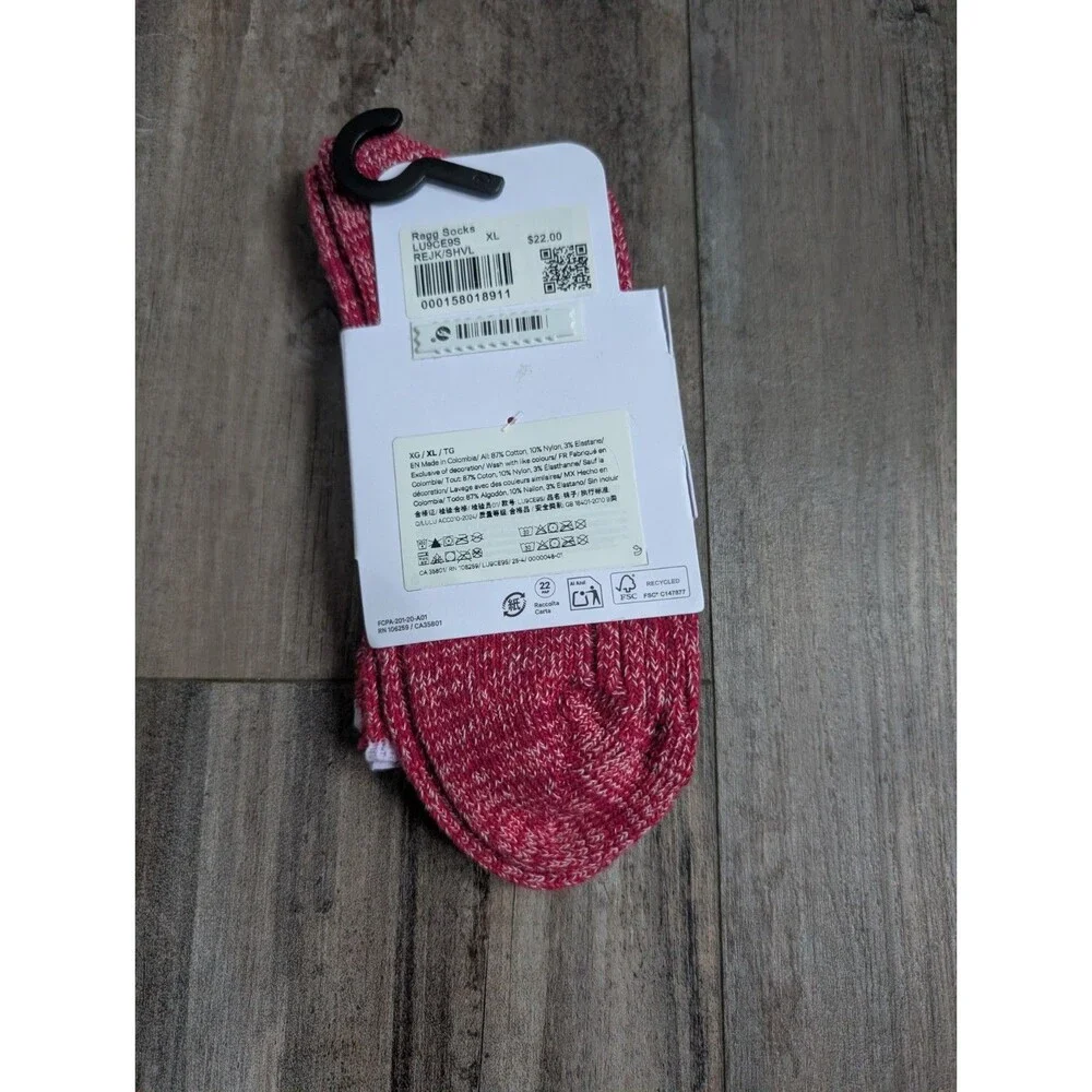 Lululemon Daily Essentials Ragg Socks XL Quarter Length REJK/SHVL Unisex New